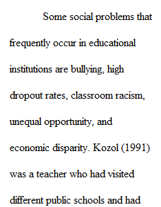 Social Problems Within Education Worksheet